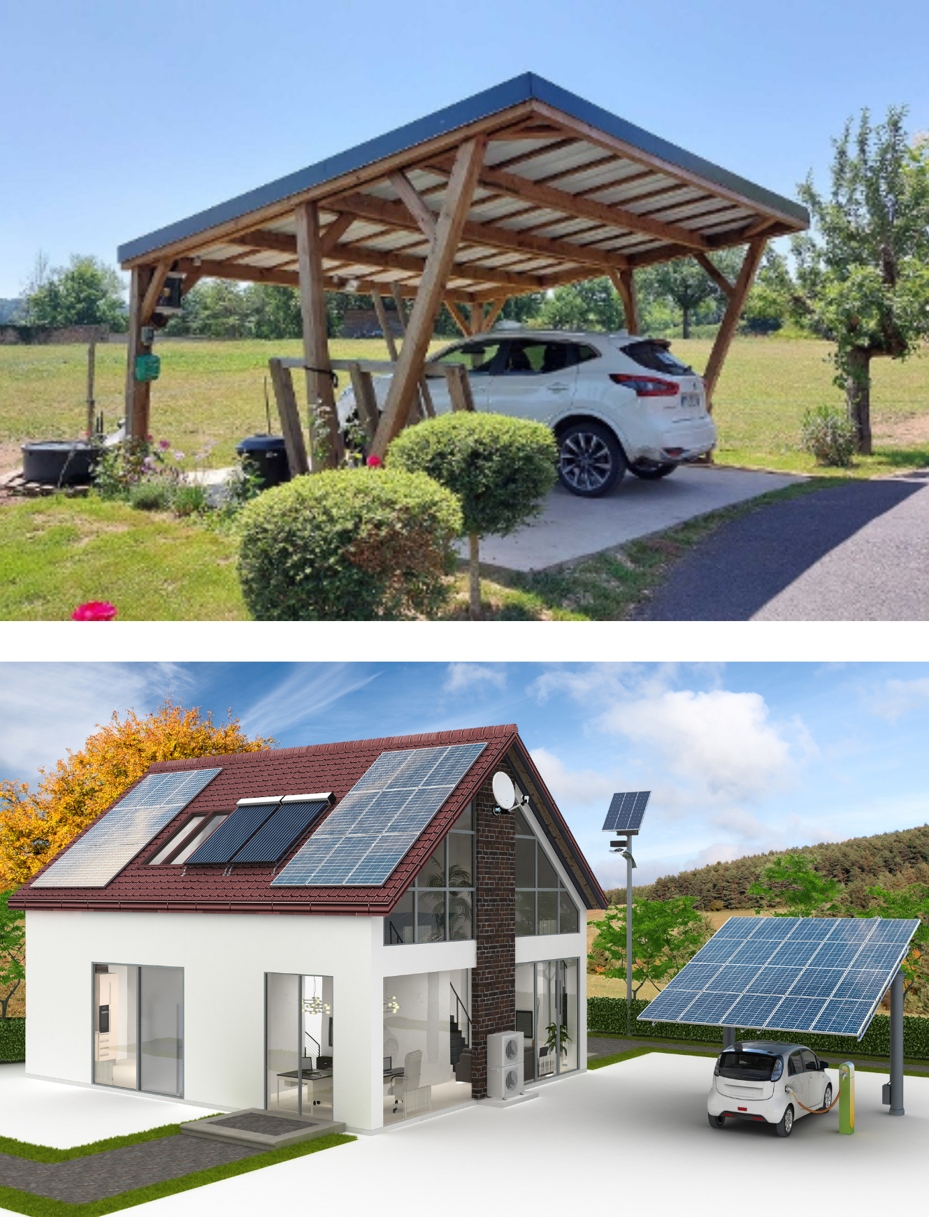 Carport Voiture avec Production Électrique